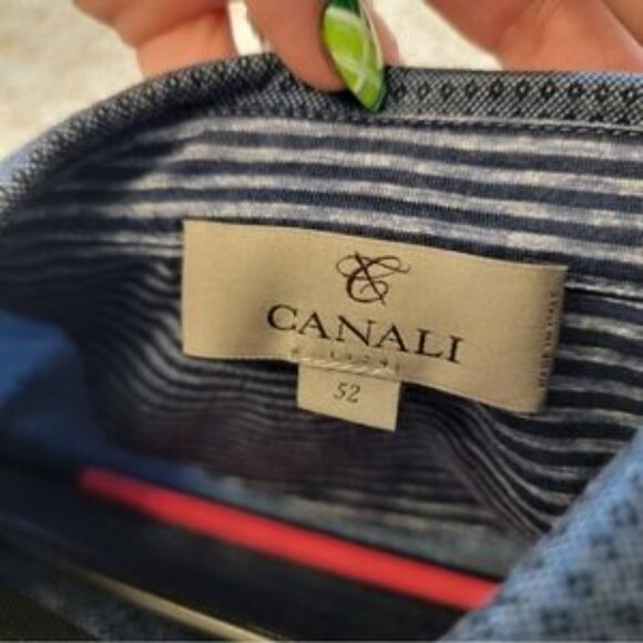 Canali Blue Silk Polo Size 52 Medium - Picture 8 of 8